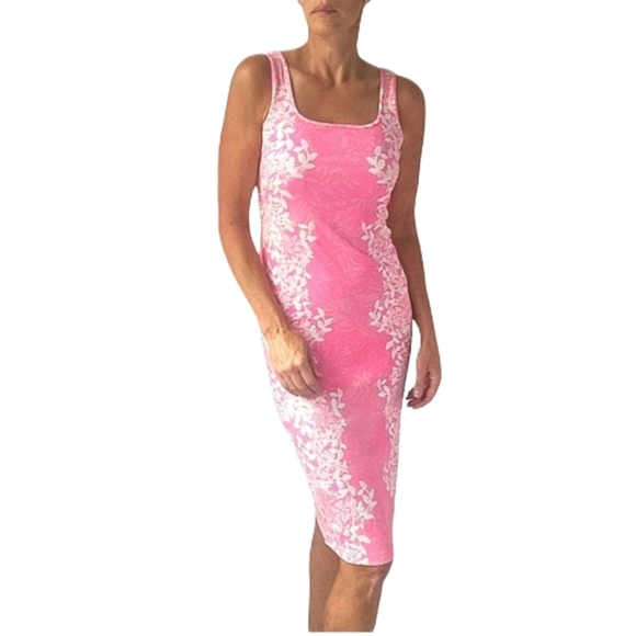 LILLY PULITZER Mick Square Neck Ribbed Dress In Roxie Pink Shadow Dancer - Picture 5 of 14